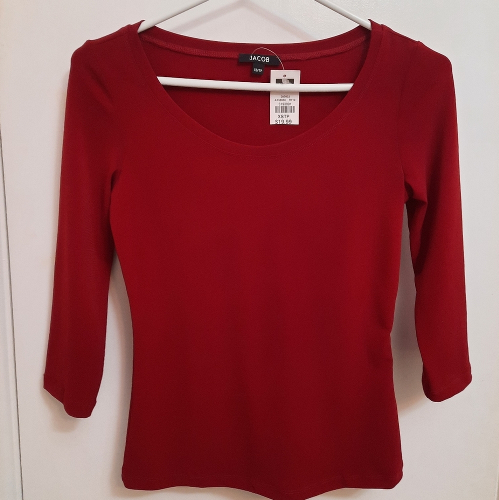 NWT - JACOB 3/4 length sleeve red top blouse